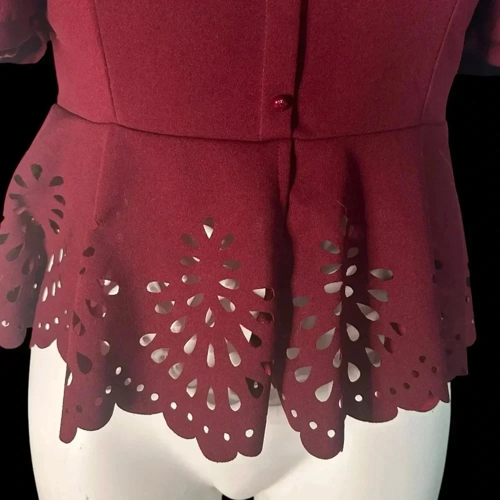Shein Burgundy cropped blouse (F17) - Picture 7 of 7
